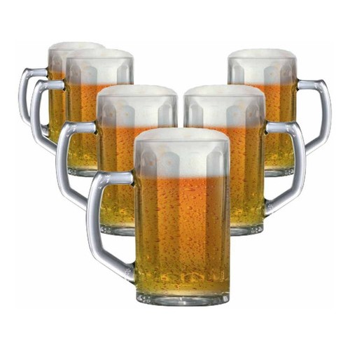 Caneca de Vidro Brema Canelada para Cerveja M 6pcs, 330ml - Ruvolo