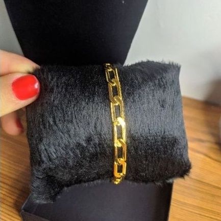 Pulseira Corrente Elos Quadrado Cartier Dourada / Bracelete Feminino Masculino Folheado ouro 18k