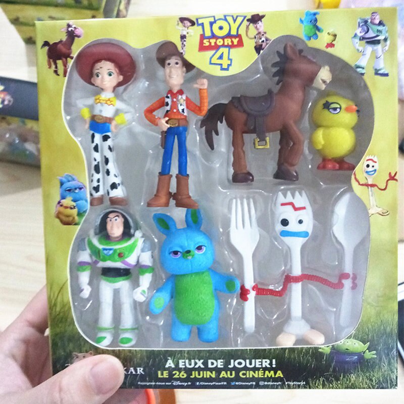 desenhos animados para crianças  Boneco colecionável toy story 4, woody buzz lightyear, jessie, forky, figura de ação, brinquedo colecionável de