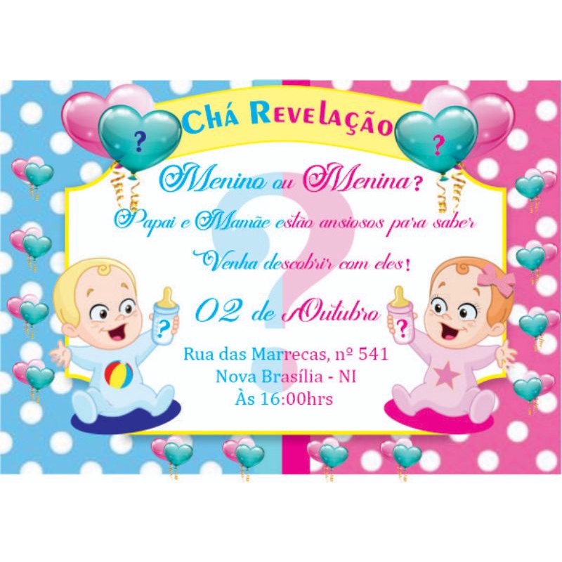 Convite de chá revelação