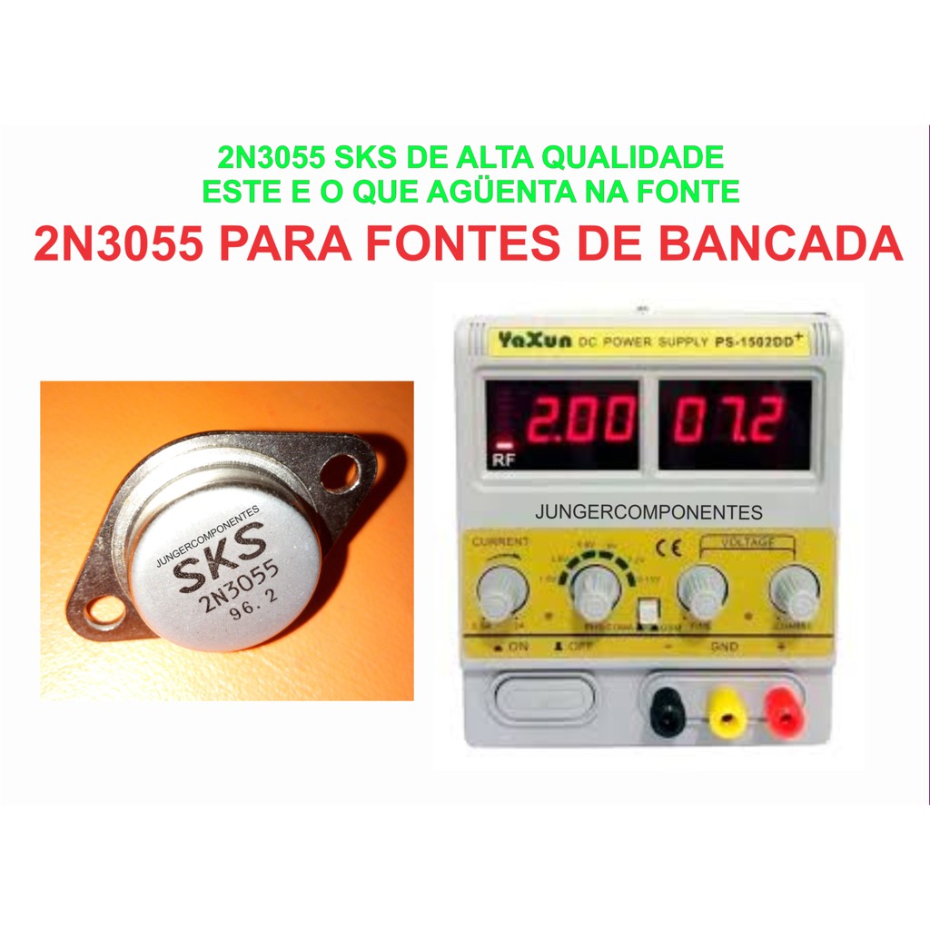 2N3055 2N 3055 3055 SKS 100% original  para fontes de bancada  yaxun 1502DD PS 1502DD+  etc  2N3055 SKS 15 A 60 VOLTS TO-3