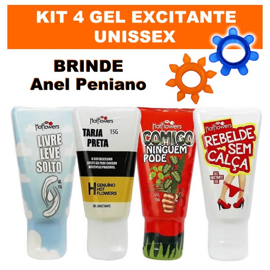 Kit 4 Gel Excitante Unissex Lubrificante Íntimo Aumenta Libido Tesão E Facilita Orgasmo Hot 0587