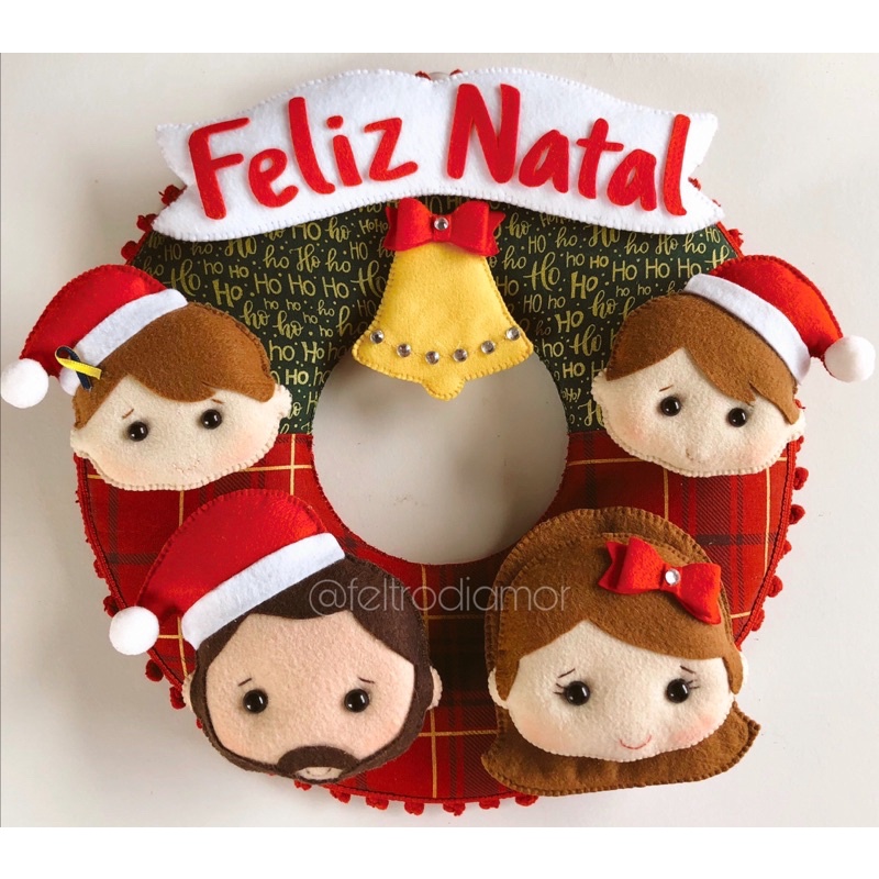 Guirlanda de Natal em Família em Feltro Natalina Feliz NaTal | Shopee Brasil
