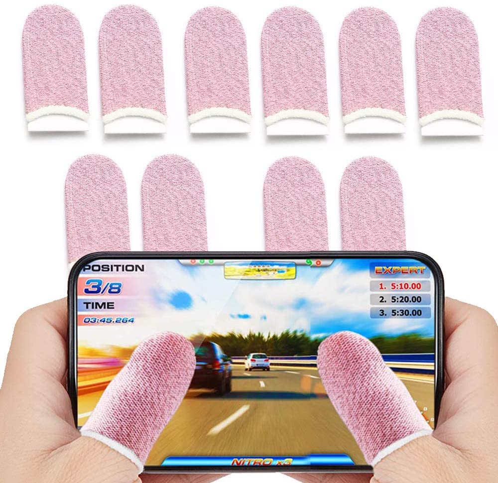 10pçs De Luvas De Dedo Anti-Deslizante Para Jogos / Touchscreen Antiderrapante / Luva De Dedos Rosas Respirável Para Meninas (10 Pçs)