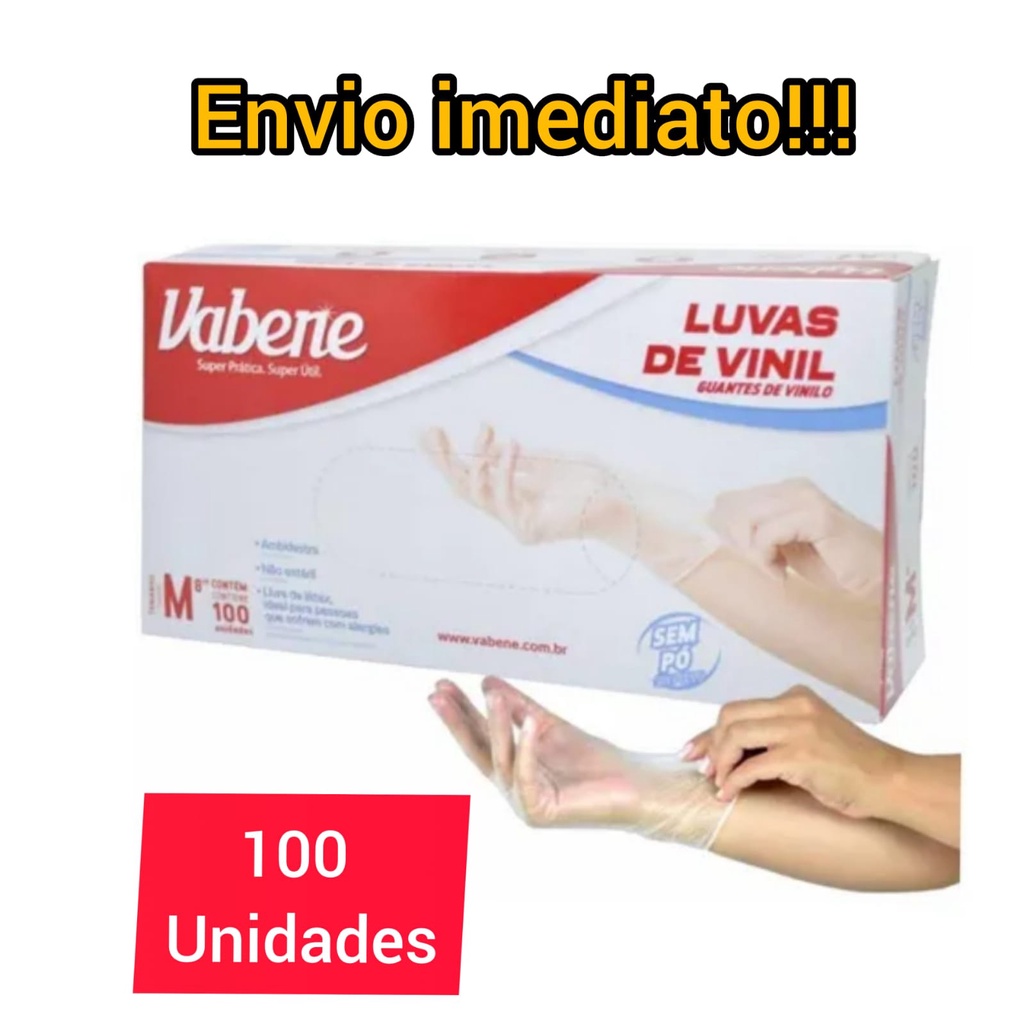 Luva De Vinil Tamanho P M Ou G Sem P Descart Vel C Unidades Vabene Shopee Brasil