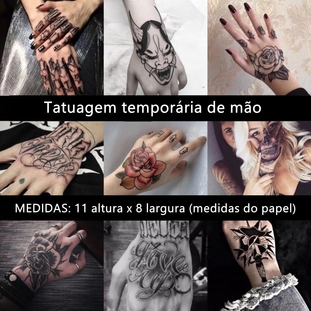 Tatuagem Temporária de Mão a prova d'água Tattoo Fake para Mão