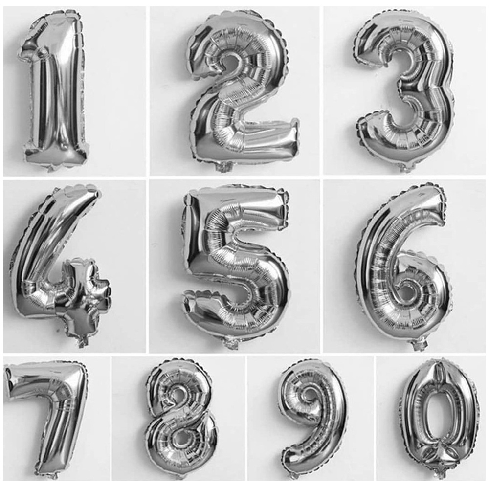 Balão de Número Metalizado 40cm Aniversário Festa Decoração Prata em Oferta na Shopee