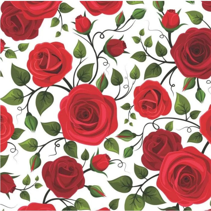 Papel De Parede Adesivo Lavavél Autoadesivo Floral Flores Rosas Vermelhas Fundo Branco Adesivo Sa