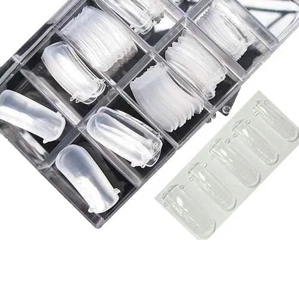 Kit 100 Molde F1 Silicone Para Alongamento de Unhas Gel Acrygel Poligel - Moldes Reutilizáveis