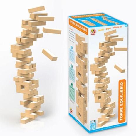 Jogo Torre de Equilíbrio 54 Peças em Madeira Junges