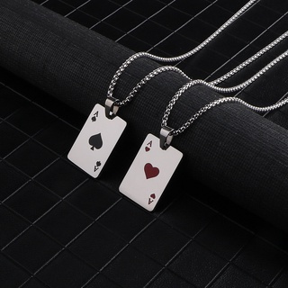 Punk Hiphop Estilo Corrente Longa Aço Inoxidável Espadas Da Sorte Coração Ás Pingente Colar Para Homens