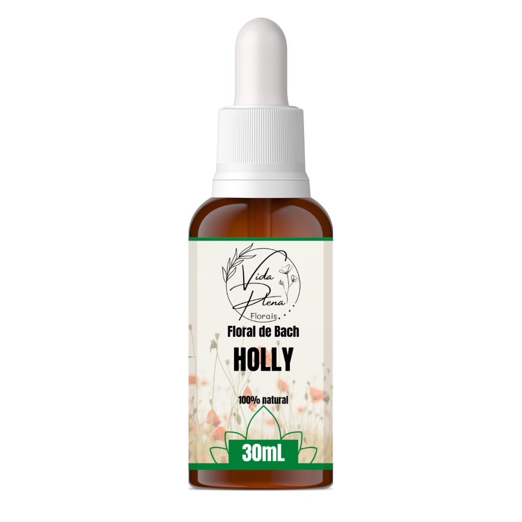 Floral de Bach Holly 30ml - Vida Plena Florais, 100% natural, vegano