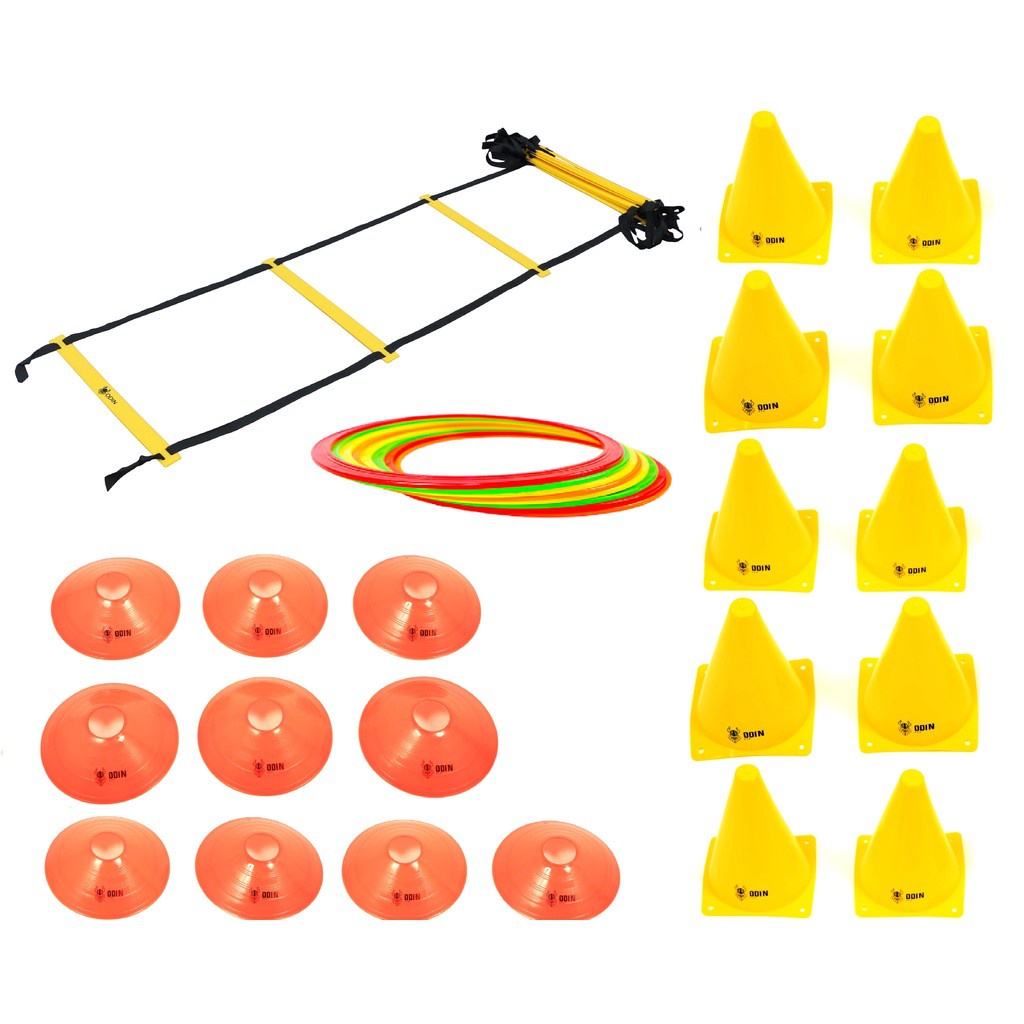Kit Treinamento Funcional Escada + Cones + Chapéu + Argolas de Agilidade Demarcatórias - Odin Fit