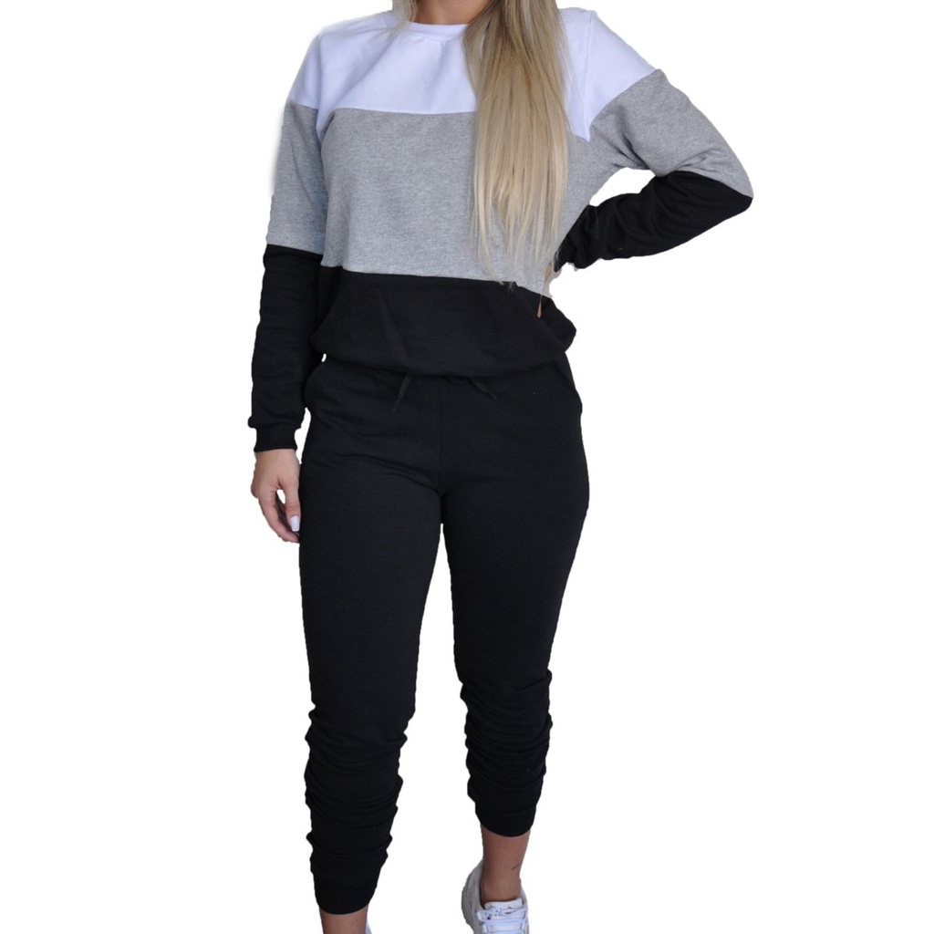 Conjunto Moletom Fechado KRN Shoes Básico Blusa Três Cores Calça Lisa com Punhos