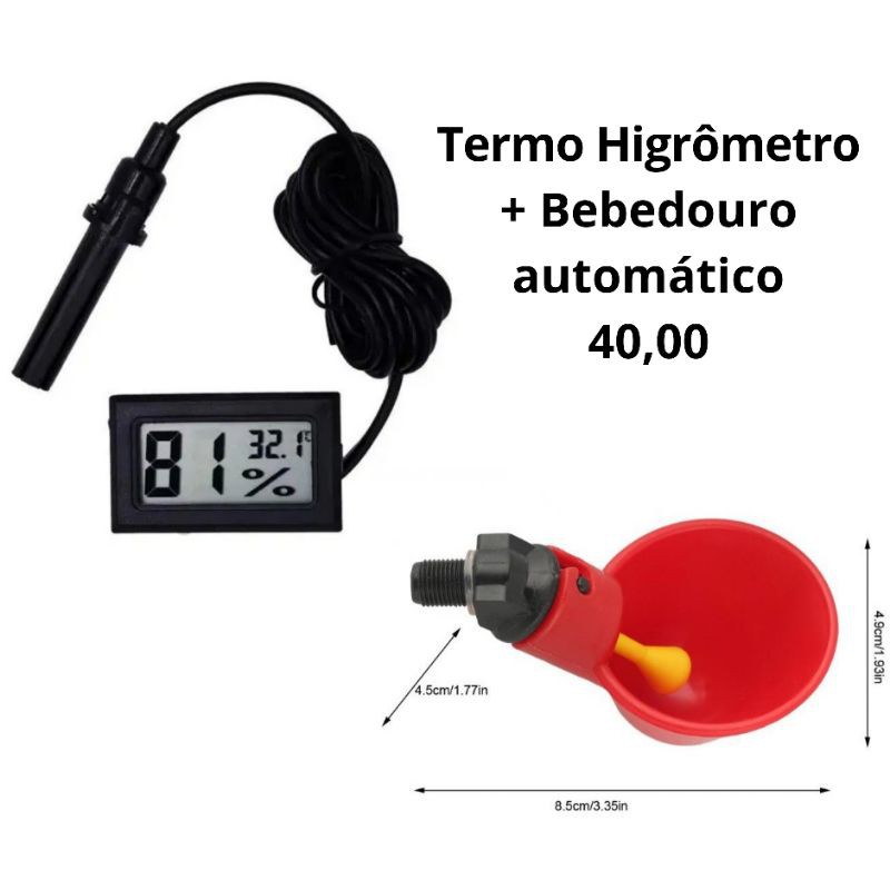 Termo Higrômetro para chocadeira + Bebedouro Automático