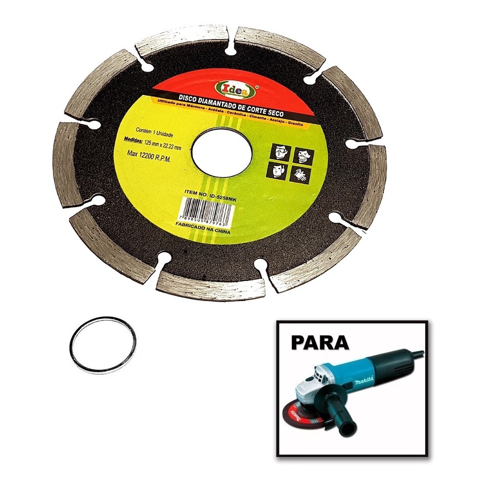 Disco Concreto Diamantado 125mm P/ Serra Marmore e Esmerilhadeira Corte Segmentado