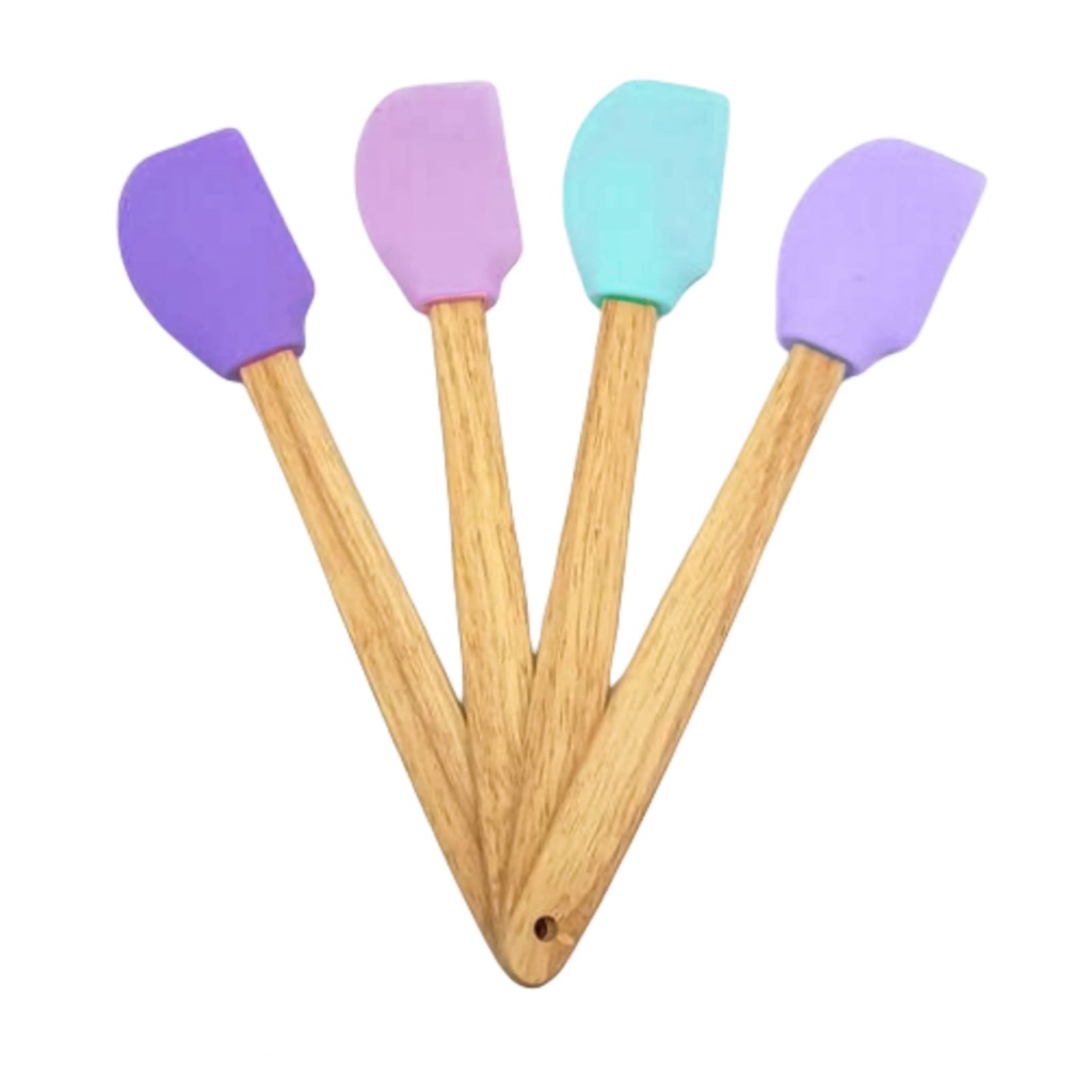 Espátula Raspadora Com Cabo De Madeira E Ponta de Silicone