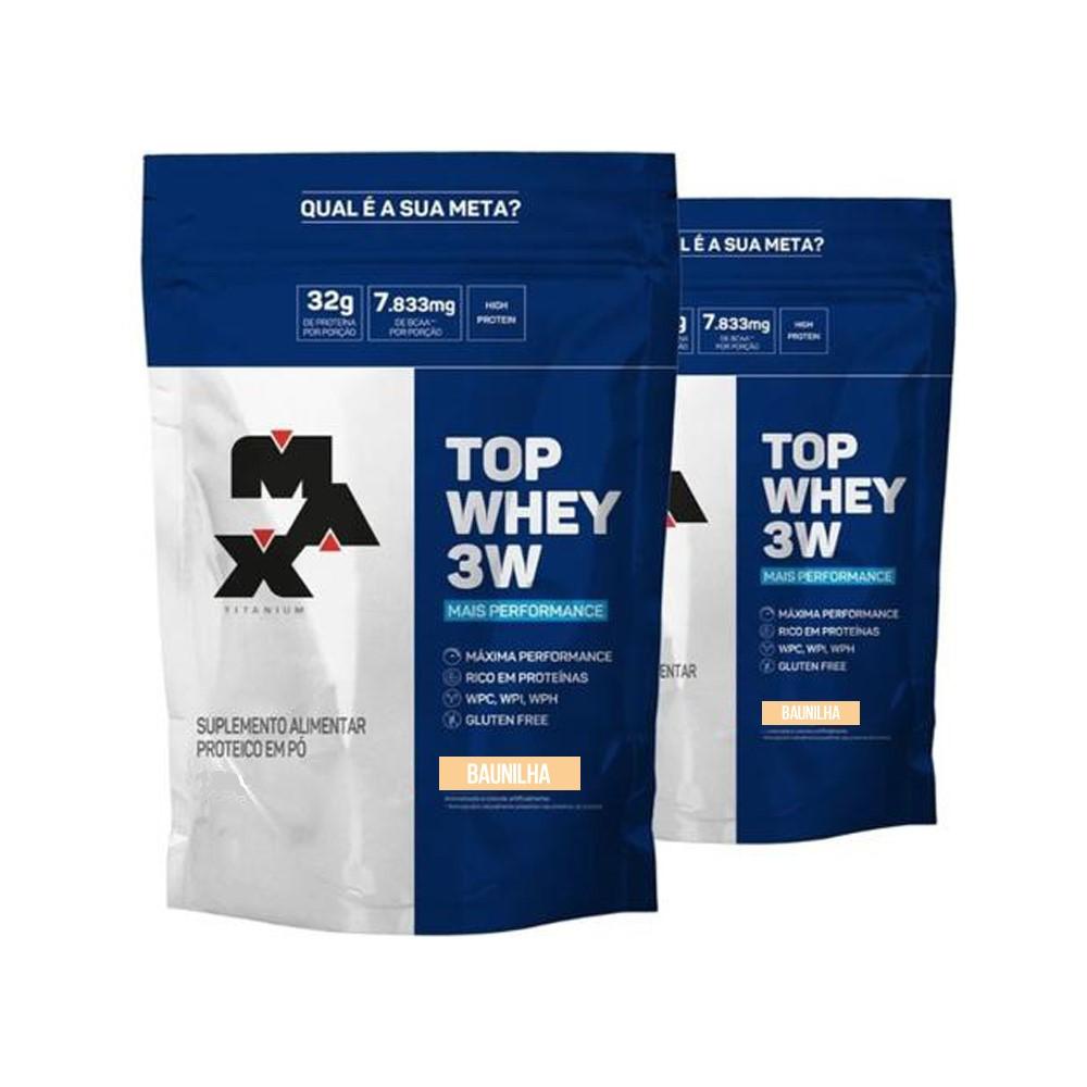 2x Top Whey 3W 1,8kg Baunilha Refil- Max Titanium - Desconto no Preço