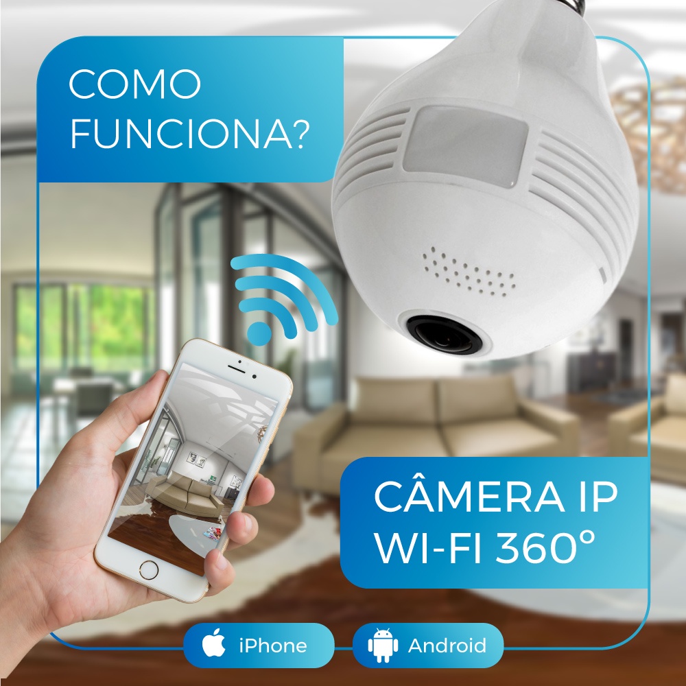 short rail serve Lampada camera 360° Hd espiao Wifi V380 Ocultar with led light destiny |  Shopee Brasil