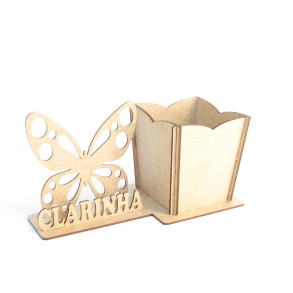 Porta Lápis borboleta Personalizado lembrancinhas MDF CRU centro de mesas aniversários