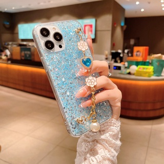 Capa Glitter Para Samsung Galaxy A03s A02s A02 A32 A72 A52 A12 A71 A51 A31 A50 A30s A50s Love Gem Flower Chian Traseira
