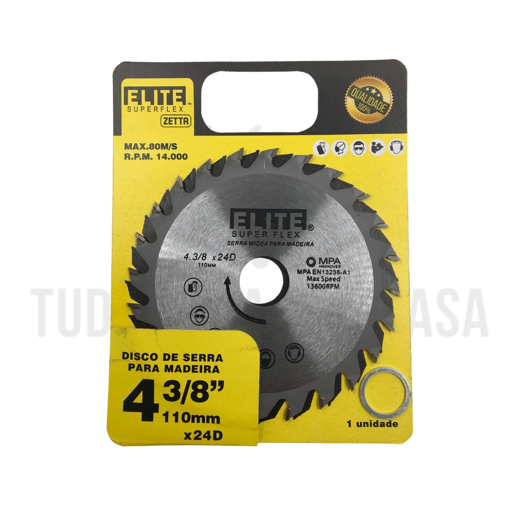 DISCO DE SERRA PARA MADEIRA 110mmX24 dentes - UTILIZADO EM SERRA MÁRMORE