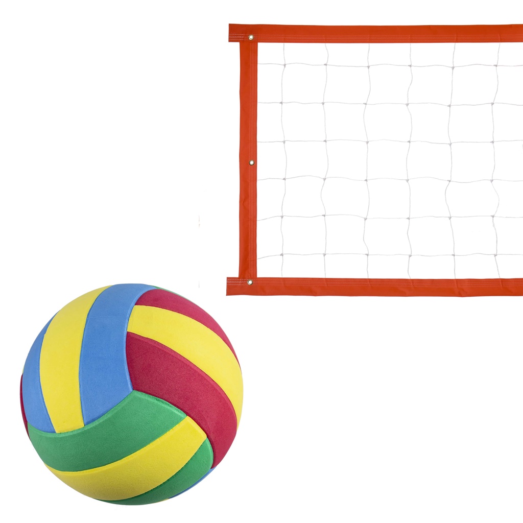 Kit rede de vôlei com bola Evo Sports 7 metros Laranja