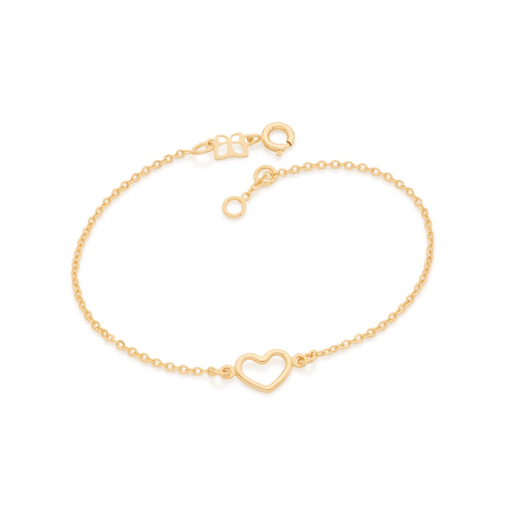 Pulseira Feminina Rommanel Fio Elos E Coração Vazado Amor 18/19cm 551674 em Oferta na Shopee