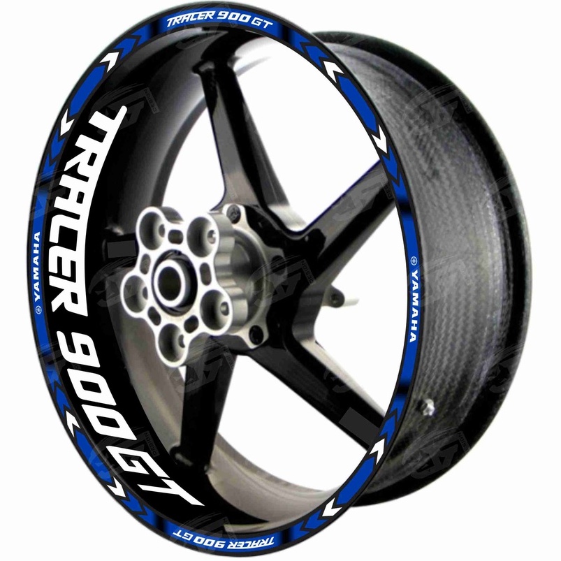 Adesivo Friso Refletivo Roda Moto Yamaha Tracer 900 GT 900GT MT-09 MT09 + Adesivos Internos M01 azul