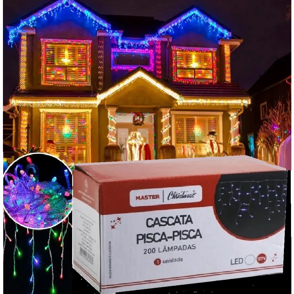 Pisca Pisca Cascata 200 LED 5m Luz de Natal 8 funções 127V | Shopee Brasil