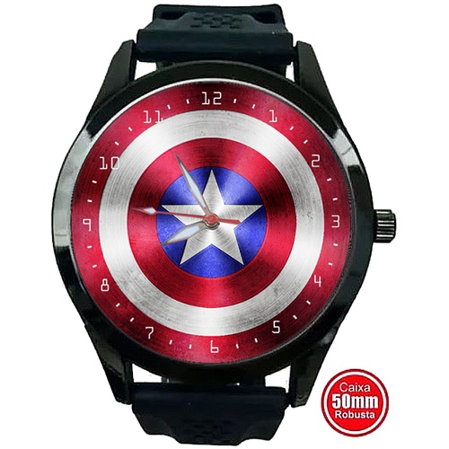 Relógio de Pulso Personalizado Capitão América Comics Herói Top