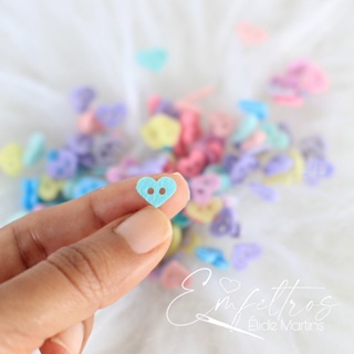 Mini botão de coração em feltro recorte a laser 1cm 50 unidades coloridos em Oferta na Shopee
