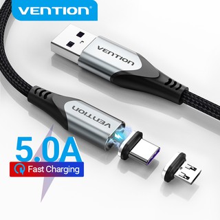 Venção 5a Rápido Carregamento Magnético Reversível Cabo Micro Usb Tipo C 2 Em 1 Cabo De Alta Velocidade 480mbps Para O Smartphone