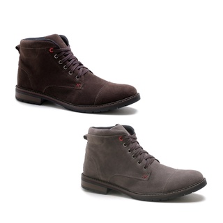 Kit 2 Pares Bota Coturno Masculina Casual Confortável Camurça
