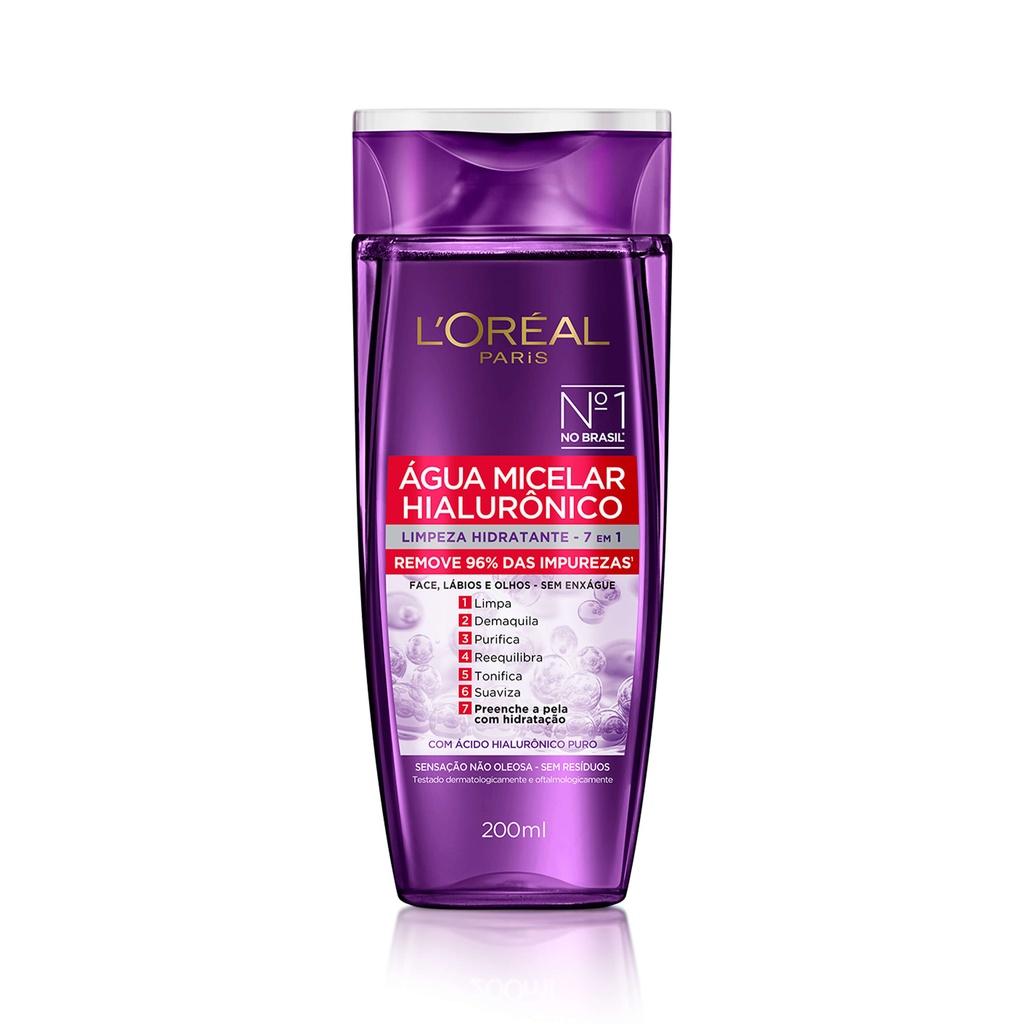 Água Micelar Loreal Paris Limpeza Facial Hialurônico 200ml em Oferta na Shopee