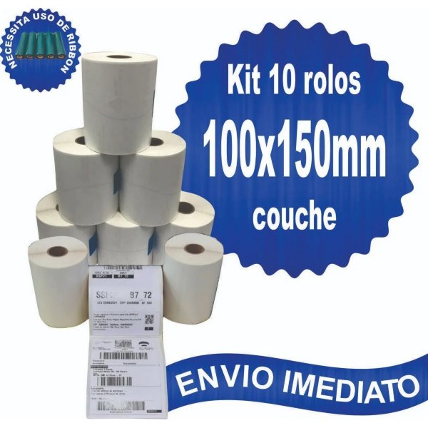 10 Rls Etiqueta 10x15 100x150 Couche Serrilha Zebra Elgin