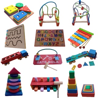 Brinquedo Pedagógico Educativo Montessori Em Madeira Escolha o Seu: