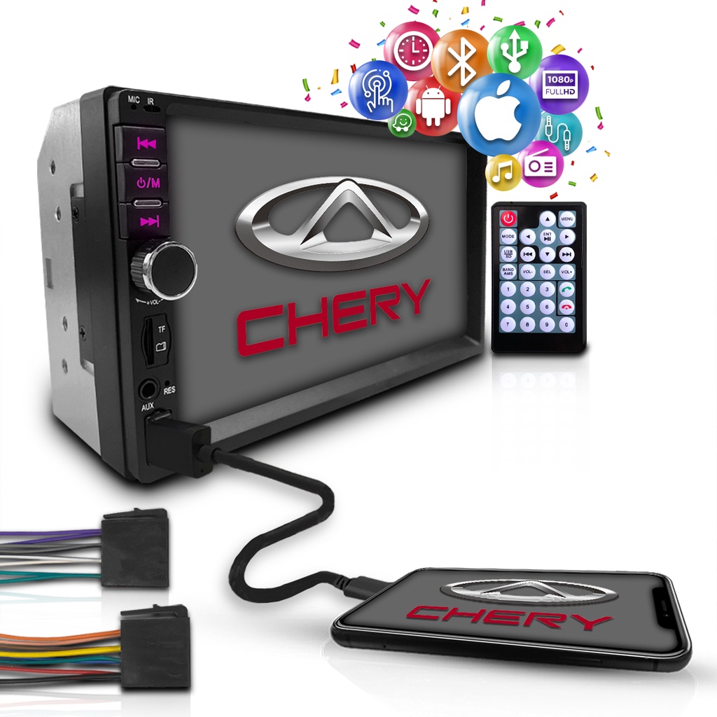 Central Multimidia Universal Mp5 Espelha Android Ios Chery em Oferta na Shopee