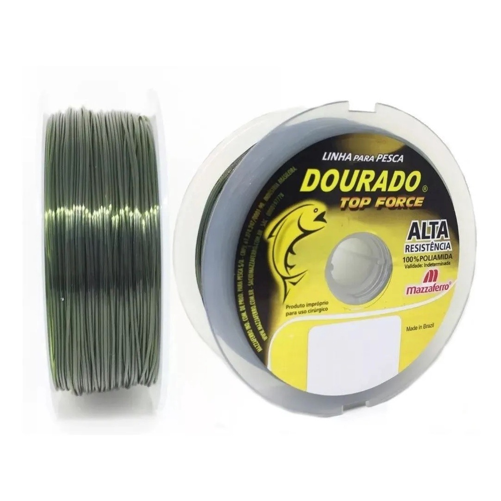 Linha Monofilamento Mazzaferro Dourado Top Force 0,45mm 30,2lb/13,7kg - 100 Metros