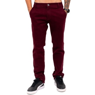 Calça de Sarja Masculina com Lycra Elastano Slim
