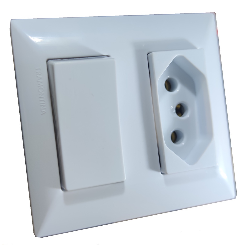 CONJUNTO 1 INTERRUPTOR PARALELO + TOMADA 10A EMBUTIR MOVEIS TRAMONTINA ARIA