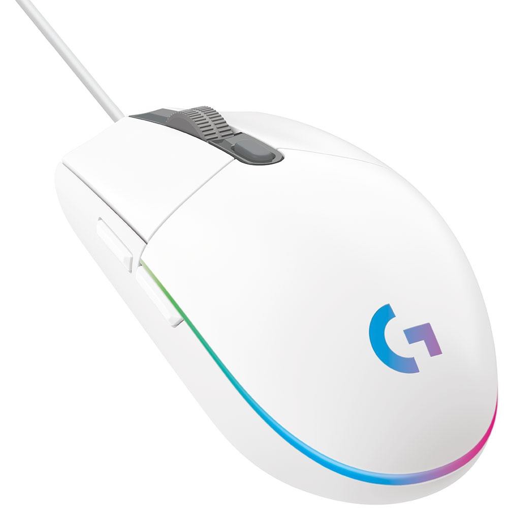 Mouse Logitech G203 Gamer Rgb 6 Botões 8000 Dpi Branco