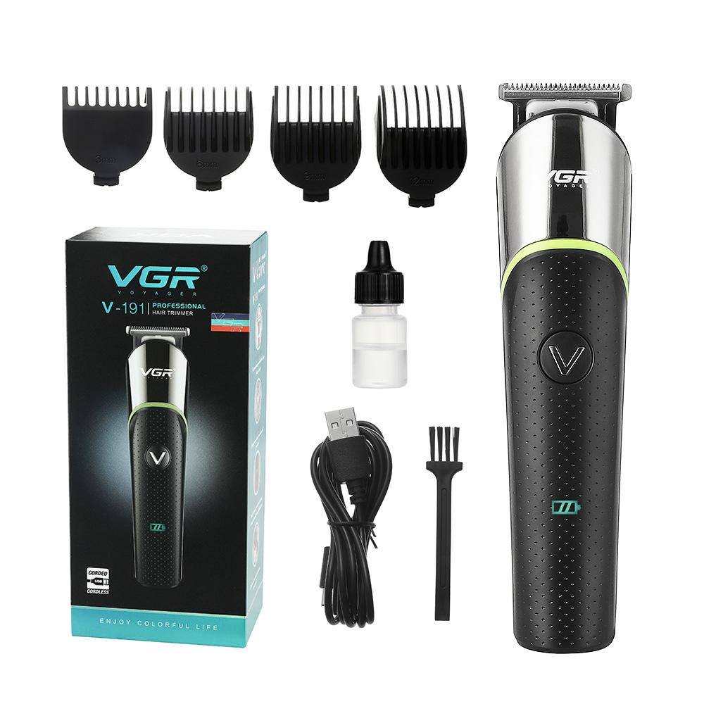 VGR V-191 Hair Clipper Stainless Steel Blade USB Charging R-shaped Acute  Angle Design Four Limit Comb yibao.br | Shopee Brasil