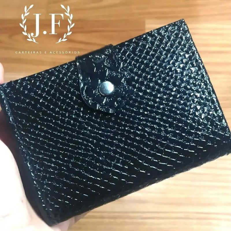 Carteira Feminina Botão Preta