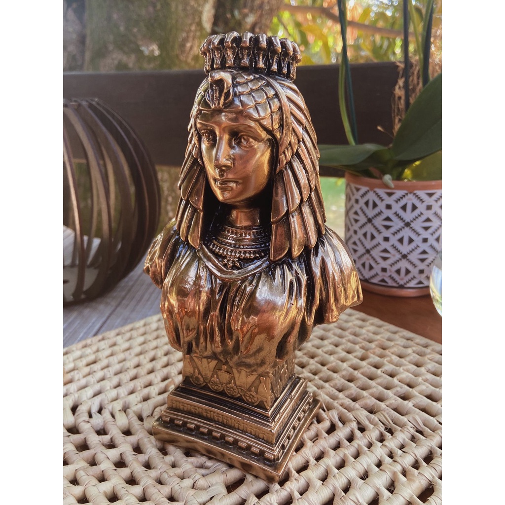 Estatueta Cleópatra Rainha Do Egito - Egípcio - linha ônix ouro luxo