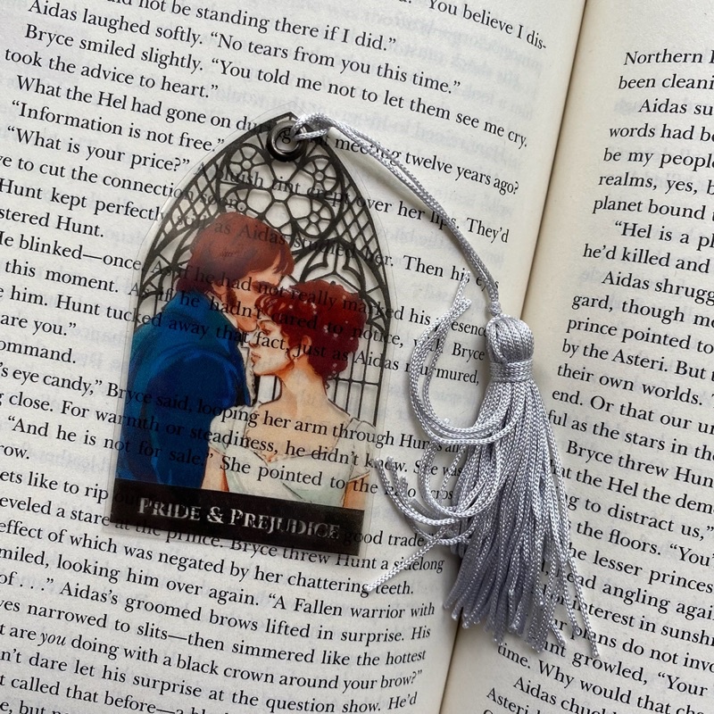 Marcador Transparente com Tassel Pride and Prejudice·Orgulho e Preconceito·Marca Página Mr.Darcy e Elizabeth(Jane Austen