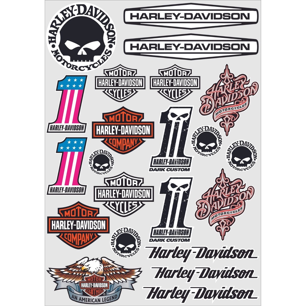 Adesivo de Moto e Capacete Harley Davidson Cartela com 22 pç
