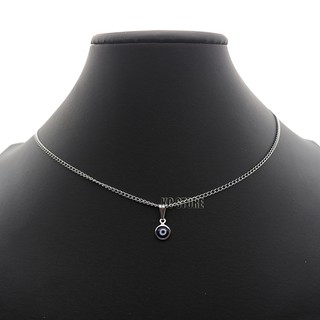 colar banhado feminino pingente olho grego azul de aço inox prata prateado corrente antialérgico boa qualidade