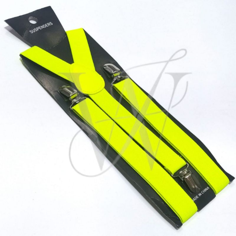 Suspensório Amarelo Néon Adulto Tamanho Ajustável 2,5cm