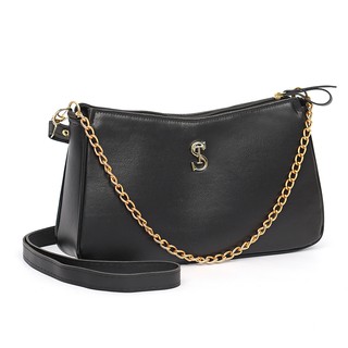 Bolsa Feminina Baguete Transversal e De Mão Com Corrente Luxo